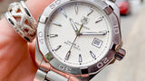 Tag Heuer Aquaracer Automatic 41mm White Dial Silver Steel Strap Watch untuk Pria - WAY2111.BA0928
