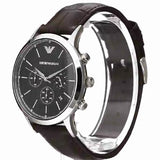 Emporio Armani Renato Chronograph Black Dial Brown Leather Strap Watch For Men - AR2482