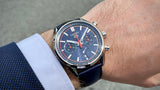 Tag Heuer Carrera Chronograph Blue Dial Blue Leather Strap Watch for Men - CBN201D.FC6543