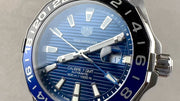 Tag Heuer Aquaracer GMT Calibre 6 Automatic Blue Dial Silver Steel Strap Watch for Men - WAY201T.BA0927