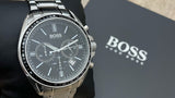 Hugo Boss Driver Chronograph Black Dial Silver Steel Strap Watch For Men - 1513080