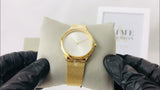 Calvin Klein Minimal Silver Dial Gold Mesh Bracelet Watch for Women - K3M22526