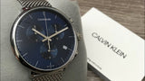 Calvin Klein High Noon Chronograph Blue Dial Silver Mesh Bracelet Watch for Men - K8M2712N