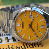 Citizen Tsuyosa Automatic Yellow Dial Silver Steel Strap Watch for Men - NJ0150-81Z