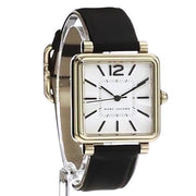 Marc Jacobs Vic Silver Dial Black Leather Strap Watch for Women - MJ1437