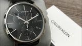 Calvin Klein Posh Black Dial Black Leather Strap Watch for Men - K8Q371C1