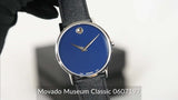 Movado Museum Classic Blue Dial Black Leather Strap Watch for Men - 0607197