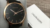 Calvin Klein City Quartz Black Dial Black Leather Strap Watch for Men - K2G2G6CZ