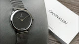 Calvin Klein Minimal Grey Dial Silver Mesh Bracelet Watch for Women - K3M2312X