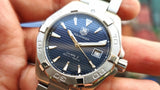 Tag Heuer Aquaracer Automatic 41mm Blue Dial Silver Steel Strap Watch untuk Pria - WAY2112.BA0928