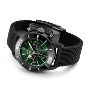 Breitling Superocean Heritage B01 Chronograph 44 Green Dial Black Mesh Bracelet Watch for Men - MB01621A1L1S1