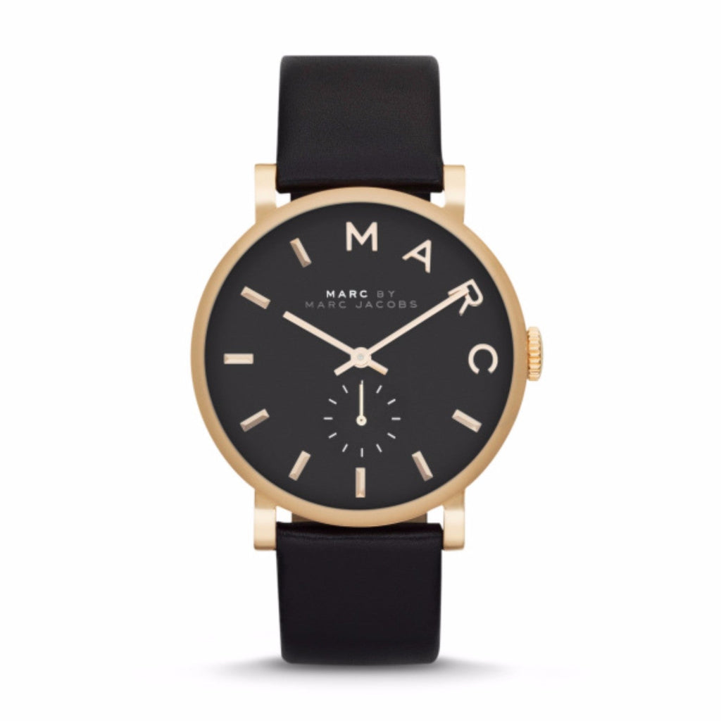 MARC BY MARC JCOBS 時計 Marc Jacobs Baker Black Dial Black Leather Strap Watch for Women