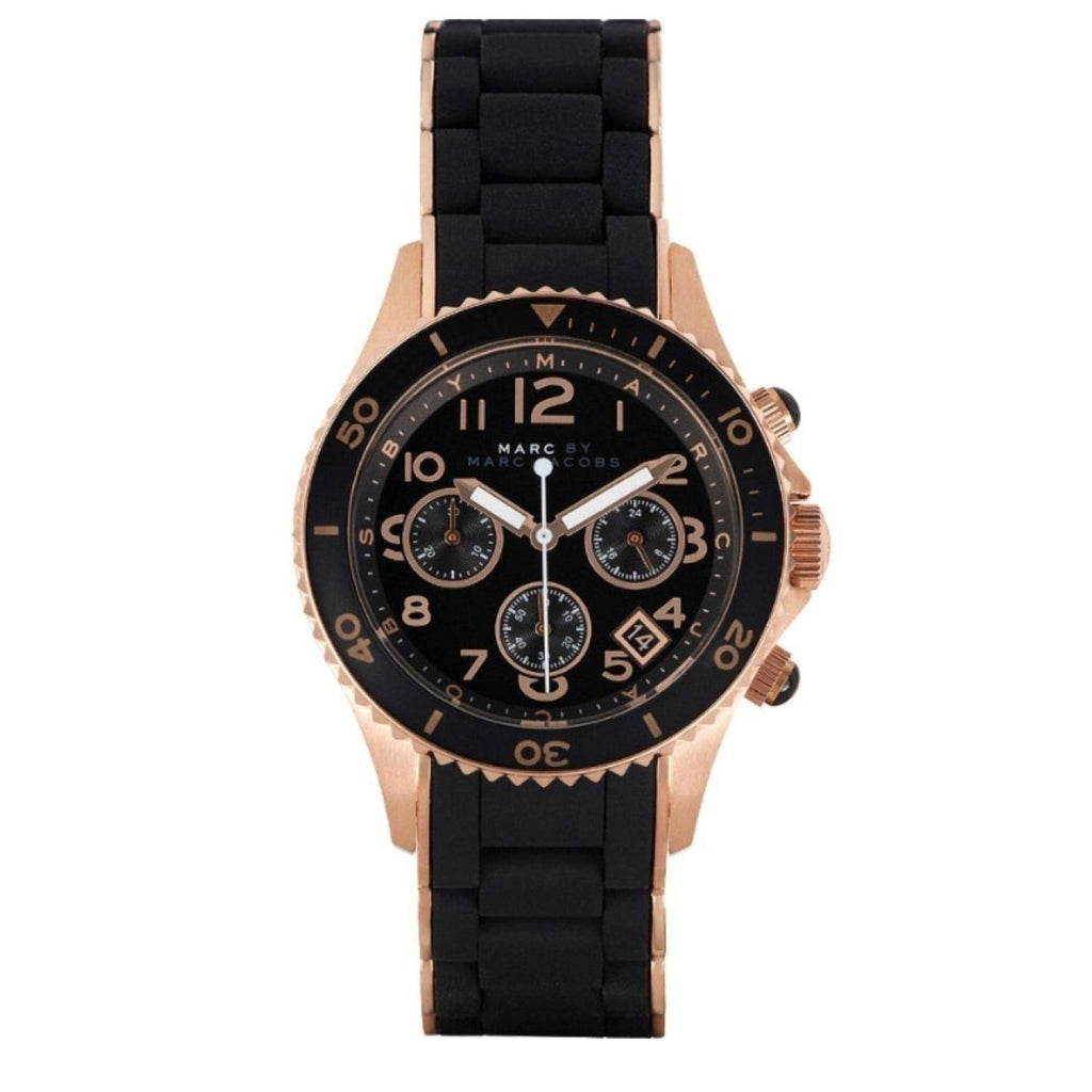 Marc by Marc Jacobs  腕時計 Marc Jacobs Rock Chronograph Black Dial Black Silicone Strap Watch
