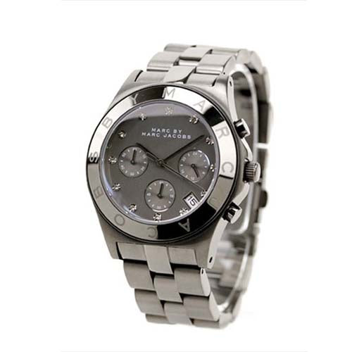 腕時計 MARC JACOBS MBM3103 Marc Jacobs Blade Chronograph Black Dial Black Steel Strap Watch