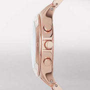 Marc Jacobs Blade Chronograph Mother of Pearl White Dial Rose Gold Steel Strap Watch for Women - MBM8637