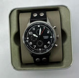 Fossil Retro Pilot Chronograph Black Dial Black Leather Strap Watch for Men - FS5806