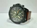 Fossil Bronson Chronograph Black Dial Brown Leather Strap Watch for Men - FS5856