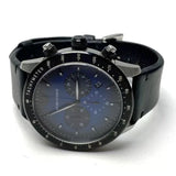 Emporio Armani Mario Chronograph Blue Dial Black Leather Strap Watch For Men - AR11522