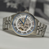 Fossil Townsman Automatic Skeleton Silver Dial Silver Steel Strap Watch for Men - ME3044