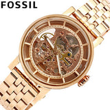 Fossil Boyfriend Automatic Skeleton Rose Gold Dial Rose Gold Steel Strap Watch for Women - ME3065