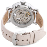 Fossil Boyfriend Automatic Skeleton Silver Dial White Leather Strap Watch for Women - ME3069