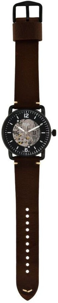 Fossil Commuter Automatic Black Dial Brown Leather Strap Watch for Men - ME3158