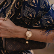Daniel Wellington Petite Rose Gold Dial Rose Gold Mesh Bracelet Watch For Women - DW00100470