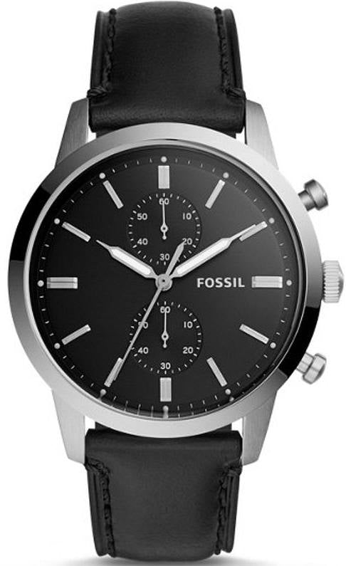 Fossil Townsman Multifunction Black Dial Black Leather Strap