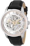 Fossil Townsman Automatic Skeleton Silver Dial Black Leather Strap Watch for Men - ME3041