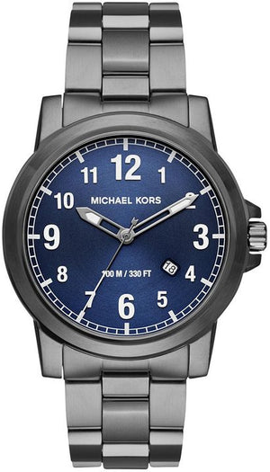 Michael Kors Paxton Analog Blue Dial Grey Steel Strap Watch For Men - MK8499