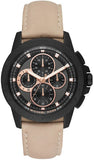 Michael Kors Ryker Chronograph Black Dial Beige Leather Strap Watch For Men - MK8520