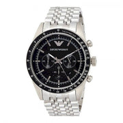 Emporio Armani Tazio Chronograph Black Dial Silver Steel Strap Watch For Men - AR5988