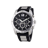 Guess Intrepid Chronograph Black Dial Two Tone Steel Strap Watch for Men - W0167G1