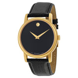 Movado Museum Black Dial Black Leather Strap Watch For Women - 2100006