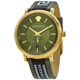 Versace V-Circle Quartz Green Dial Green Leather Strap Watch for Men - VEBQ01519