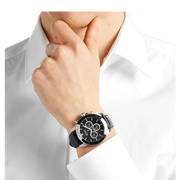 Hugo Boss Chronograph Black Dial Black Leather Strap Watch For Men - 1513266