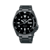 Seiko 5 Sports Automatic Black Dial Black Steel Strap Watch For Men - SRPD65K1