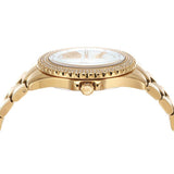 Michael Kors Everest Three Hand Mother of Pearl White Dial Gold Steel Strap Watch For Women - MK7401