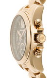 Michael Kors Bradshaw Chronograph Green Dial Gold Steel Strap Watch For Women - MK7257