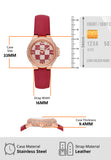 Michael Kors Camille Three Hand Crystals Rose Gold Dial Red Leather Strap Watch For Women - MK4701