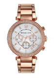 Michael Kors Parker White Dial with Diamonds Rose Gold Steel Strap Watch for Women - MK5491