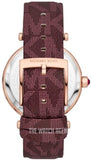 Michael Kors Parker Rose Gold Dial Maroon Leather Strap Watch For Women - MK2974