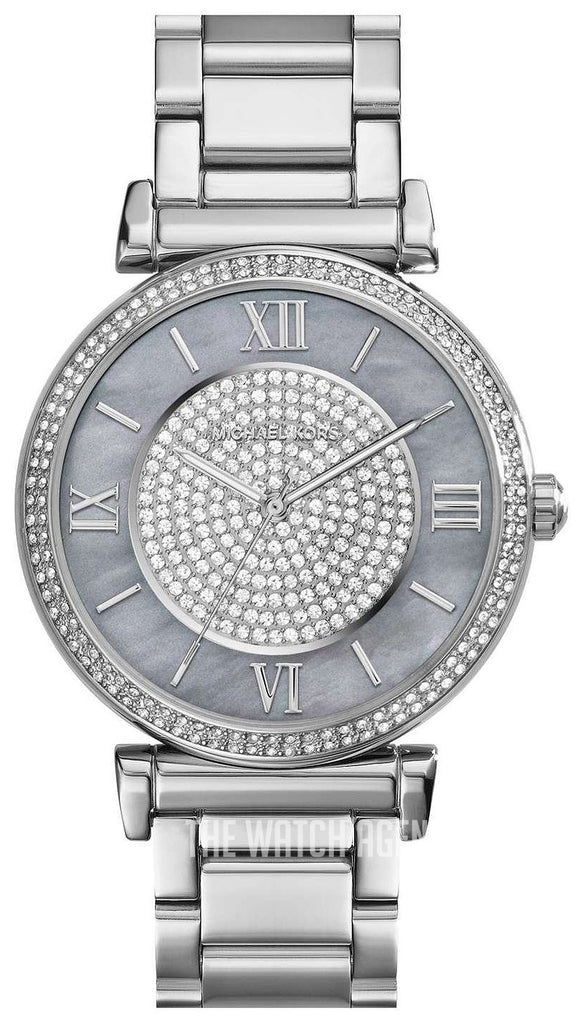 Michael Kors Caitlin Crystal Dial Silver Steel Strap Watch for Women