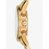 Michael Kors Runway Chronograph Gold Dial Gold Steel Strap Watch For Women - MK5698