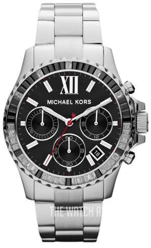 Michael Kors Everest Chronograph Black Dial Silver Steel Strap Watch For Women - MK5753