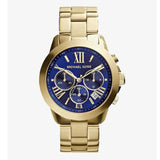 Michael Kors Bradshaw Chronograph Blue Dial Gold Steel Strap Watch For Women - MK5923