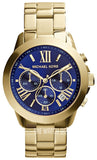 Michael Kors Bradshaw Chronograph Blue Dial Gold Steel Strap Watch For Women - MK5923