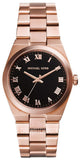 Michael Kors Channing Black Dial Rose Gold Steel Strap Watch For Women - MK5937