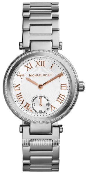 Michael Kors Skylar Quartz White Dial Silver Steel Strap Watch For Women - MK5970