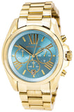 Michael Kors Bradshaw Chronograph Blue Dial Gold Steel Strap Watch For Women - MK5975